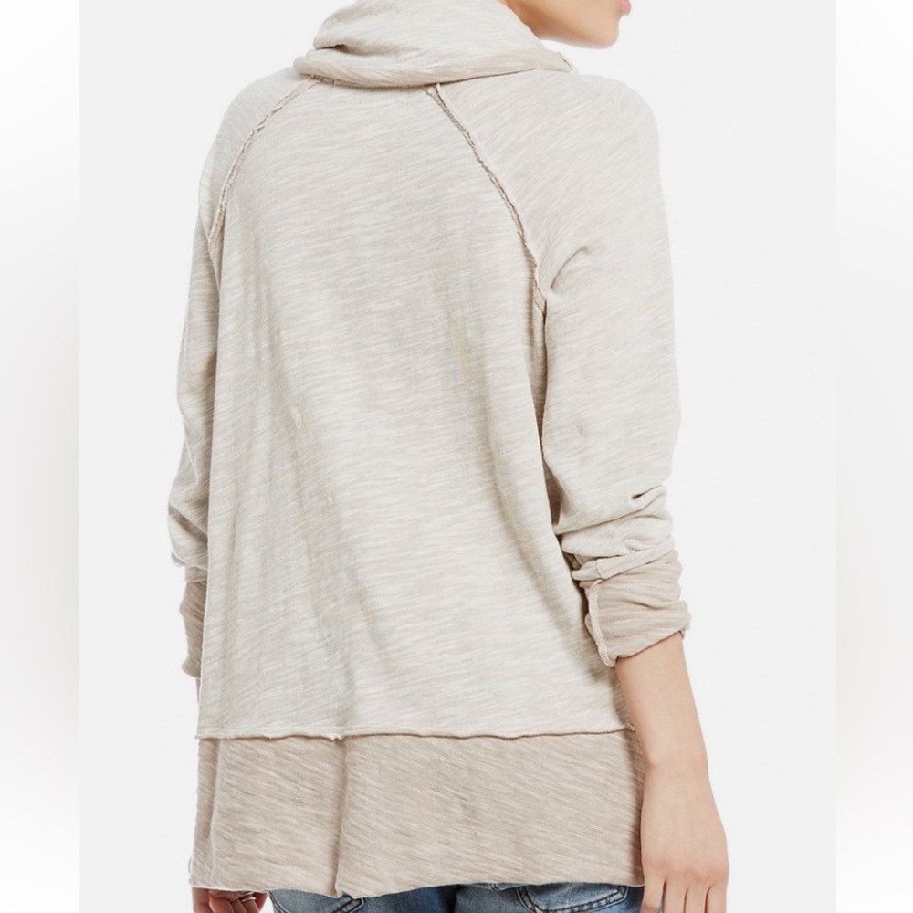 Free People Beach cacoon cowl neck cotton slub top with raw edges - Picture 3 of 15